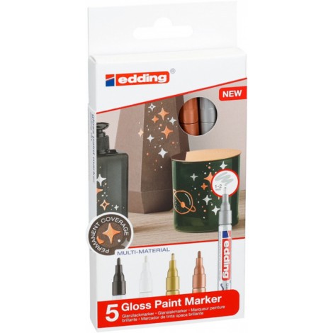 Marker olejowy połyskujący e-751 EDDING, 1-2 mm, 5 szt., mix kolorów