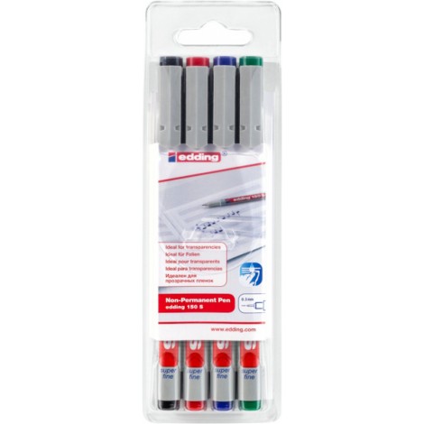 Foliopis zmywalny e-150 S EDDING, 0,3 mm, 4 szt., mix kolorów