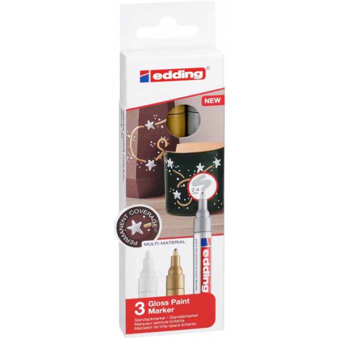 Marker olejowy połyskujący e-750 EDDING, 2-4 mm, 3 szt., mix kolorów