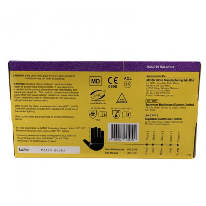 Rękawice lateksowe bezpudrowe MAXTER, 100 szt., L