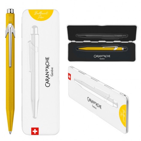 Długopis CARAN D'ACHE 849 Colormat-X, M, w pudełku, żółty