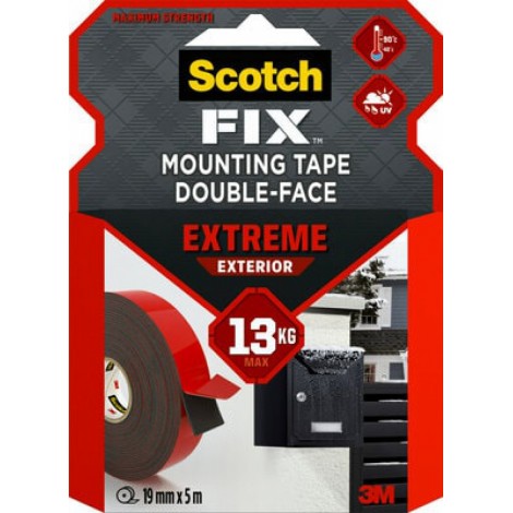 Taśma montażowa SCOTCH®, dwustronna, do ekstremalnych zastosowań na zewnątrz, 19mm x 5m, czarna
