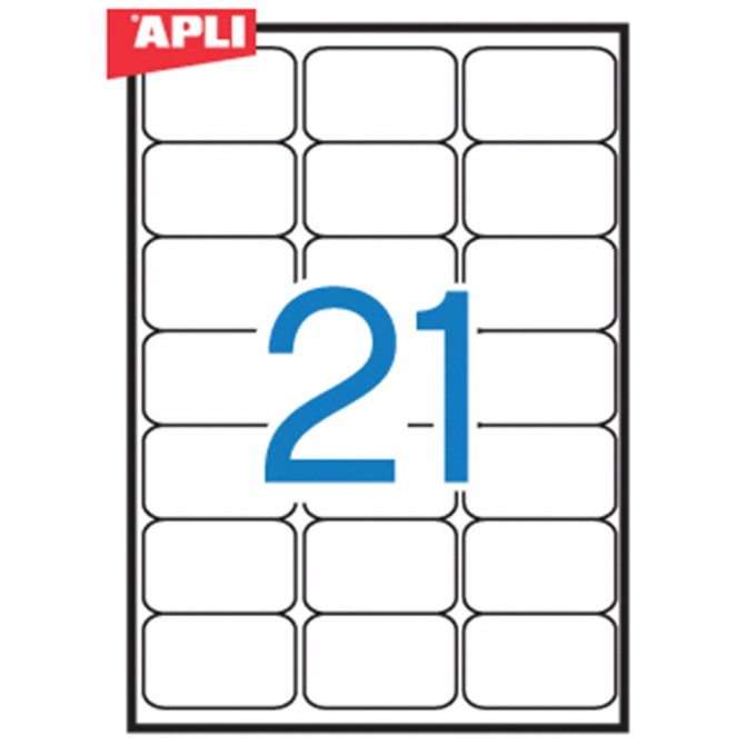Etykiety uniwersalne APLI, 63,5x38,1mm, zaokrąglone, białe 100 ark.