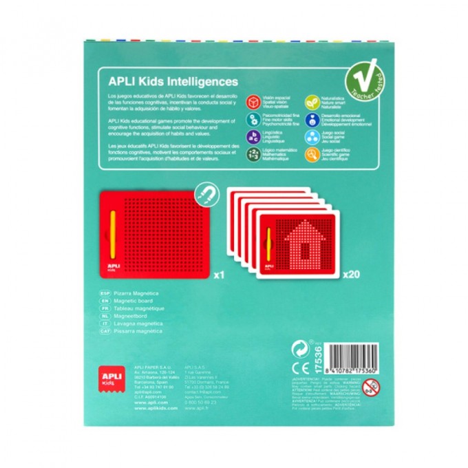 Tablica magnetyczna APLI Kids, L, z rysikiem, 10 kart z 20 rysunkami