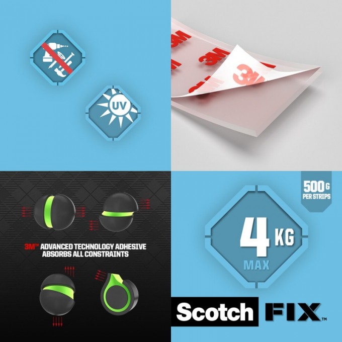 Paski montażowe SCOTCH®, dwustronne, 8 pasków, transparentne