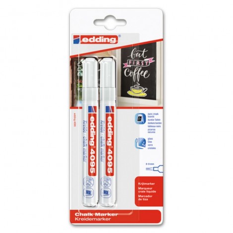 Marker kredowy e-4095 EDDING, 2-3mm, blister, 2 szt., biały