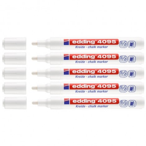 Marker kredowy e-4095 EDDING, 2-3mm, 5 szt., biały