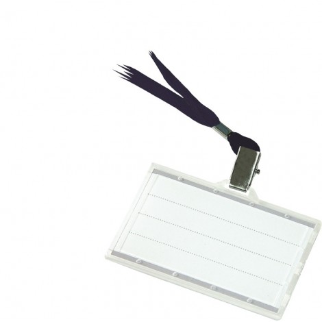 Identyfikator DONAU, z jedwabną taśmą, twardy, zawieszka, czarny