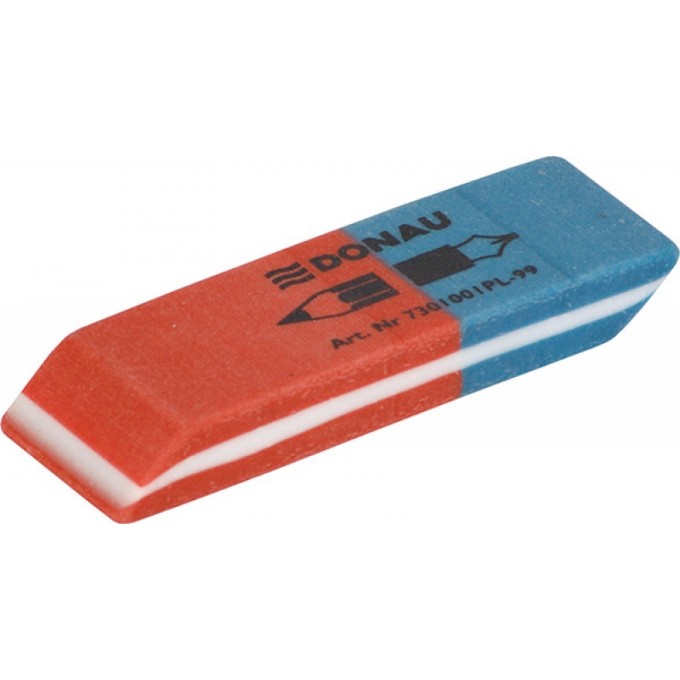 Gumka wielofunkcyjna DONAU, 57x19x8mm, blister - 2szt., niebiesko-czerwona