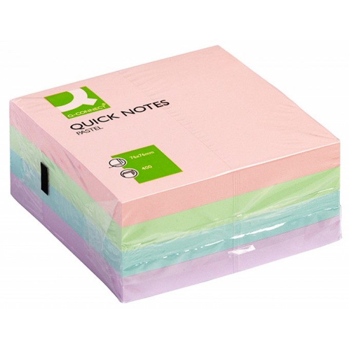 Kostka samoprzylepna Q-CONNECT, 76x76mm, 1x400 kart., pastelowa