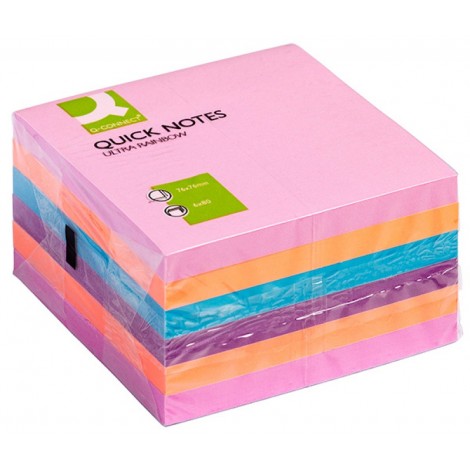 Zestaw bloczków samoprzylepnych Q-CONNECT, 76x76mm, 6x80 kart., mix kolorów