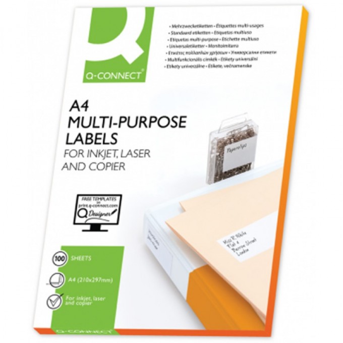 Etykiety uniwersalne Q-CONNECT, 70x35mm, prostokątne, białe 100 ark.
