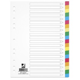 Przekładki Q-CONNECT, PP, A4, 225x297mm, 20 kart, mix kolorów