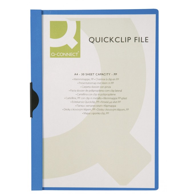 Skoroszyt Q-CONNECT z metalowym klipsem, PP, A4, 200/350mikr., niebieski