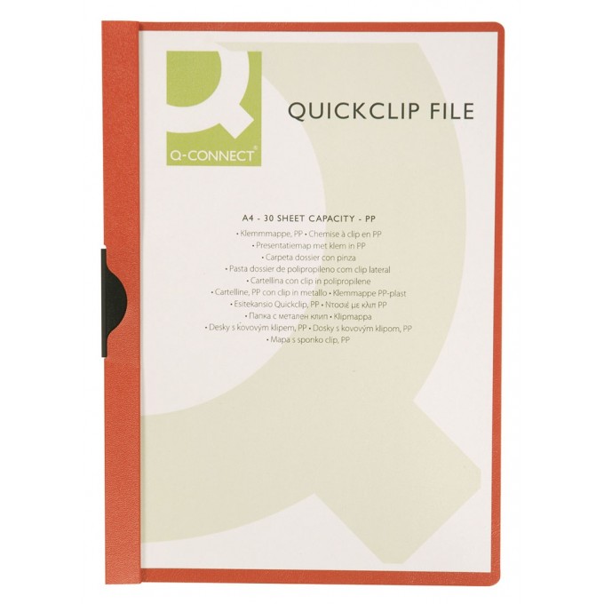 Skoroszyt Q-CONNECT z metalowym klipsem, PP, A4, 200/350mikr., czerwony