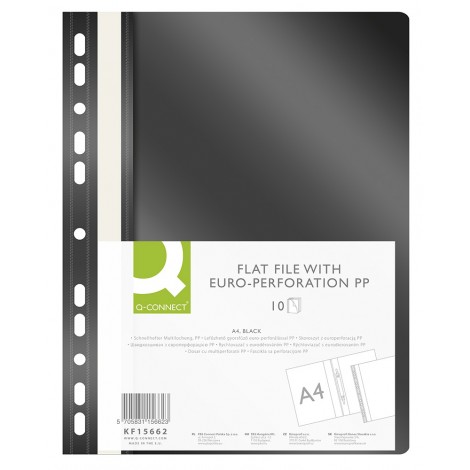 Skoroszyt Q-CONNECT, PP, A4, standard, 120/170mikr., wpinany, czarny