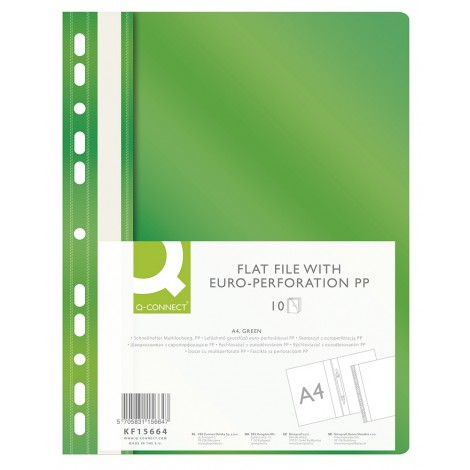 Skoroszyt Q-CONNECT, PP, A4, standard, 120/170mikr., wpinany, zielony