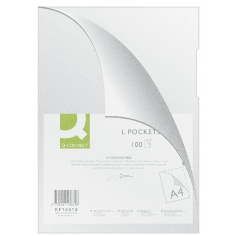 Obwoluta Q-CONNECT typu L, PP, A4, groszkowa, 80mikr., 100szt., transparentna Obwoluta Q-CONNECT typu L, PP, A4, groszkowa, 80mikr., 100szt., transparentna