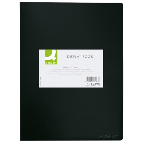 Teczka ofertowa Q-CONNECT, PP, A3, 380mikr., 20 koszulek, czarna z etykietą