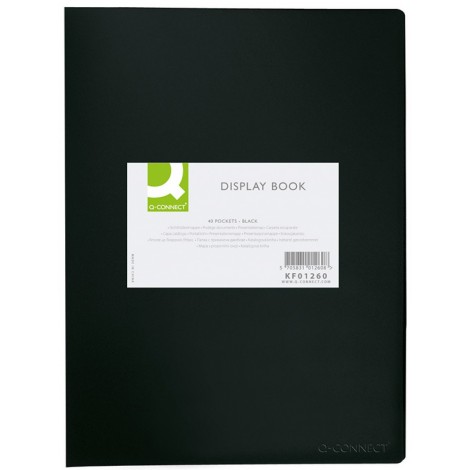 Teczka ofertowa Q-CONNECT, PP, A4, 380mikr., 40 koszulek, czarna z etykietą