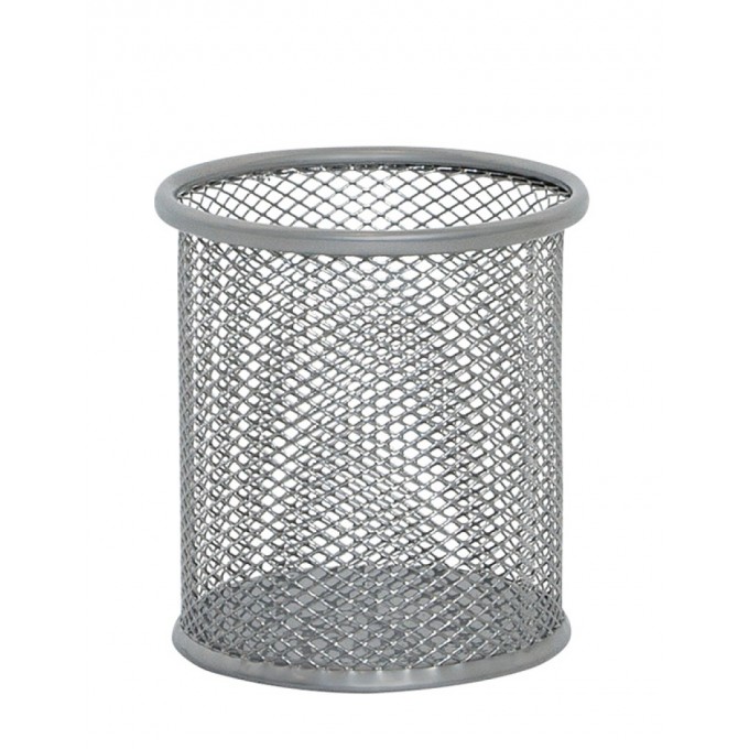 Pojemnik na długopisy Q-CONNECT Office Set, metalowy, srebrny