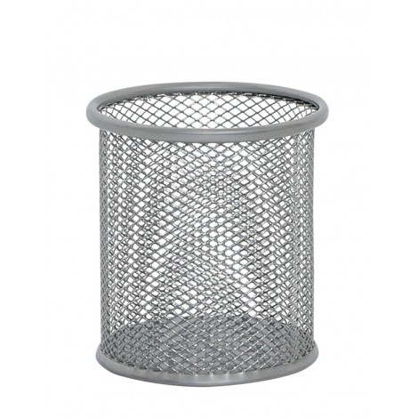 Pojemnik na długopisy Q-CONNECT Office Set, metalowy, srebrny