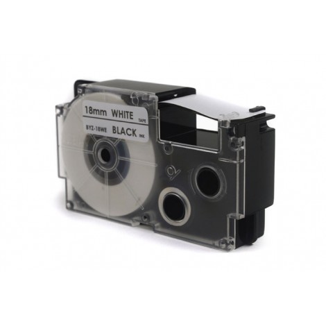 Taśma JetWorld Zamiennik Casio Czarny na Białym 18mm x 8m (PT-18WE1, PT18WE1, XR-18WE1, XR18WE1) 