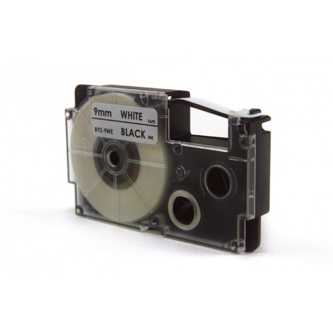 Taśma JetWorld Zamiennik Casio Czarny na Białym 9mm x 8m (PT-9WE1, PT9WE1, XR-9WE1, XR9WE1) 