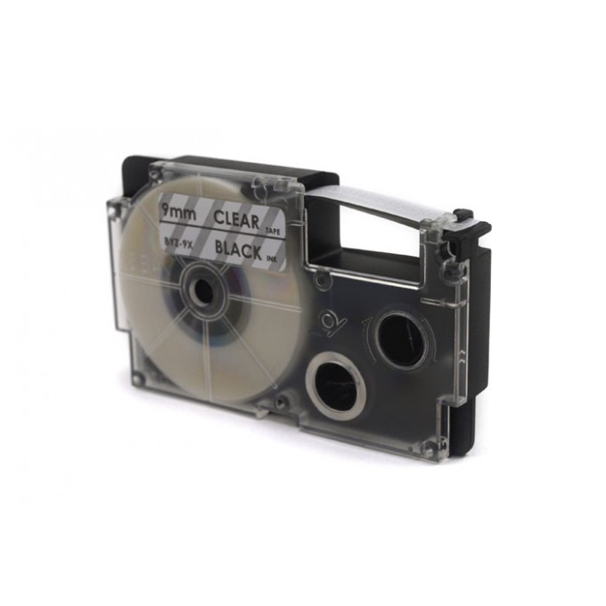 Taśma JetWorld Zamiennik Casio Czarny na Przezroczystym 9mm x 8m (PT-9X1, PT9X1, XR-9X1, XR9X1) 