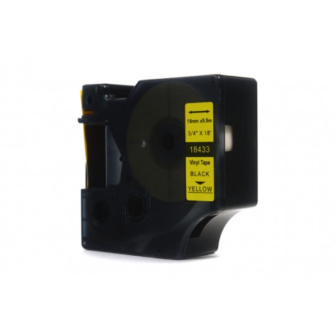 Taśma JetWorld Zamiennik Dymo Rhino Czarny na Zółtym 19mm x 5,5m Winylowa, Vinyl (18433) (S0718470) 