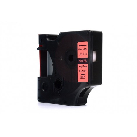 Taśma JetWorld Zamiennik Dymo Rhino Czarny na Czerwonym 12mm x 5,5m Winylowa, Vinyl (18438) 