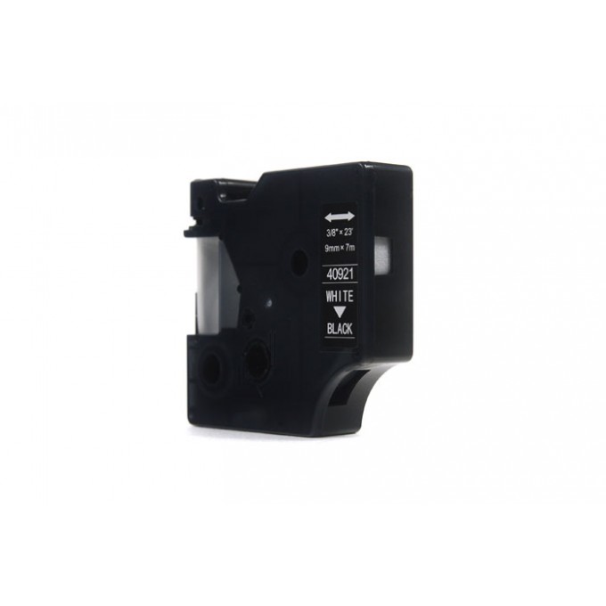 Taśma JetWorld Zamiennik Dymo D1 Biały na Czarnym 9mm x 7m  LM100, LM100Plus, LM100Series, LM120P, LM280, LM300, LM350, LM350D