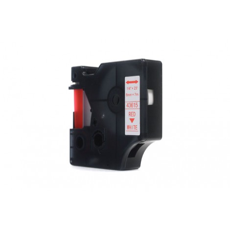 Taśma JetWorld Zamiennik Dymo D1 Czerwony na Białym 6mm x 7m  LM100, LM100+, LM200, LM300, LM400, LM420P, LM350, LM350D, LM360