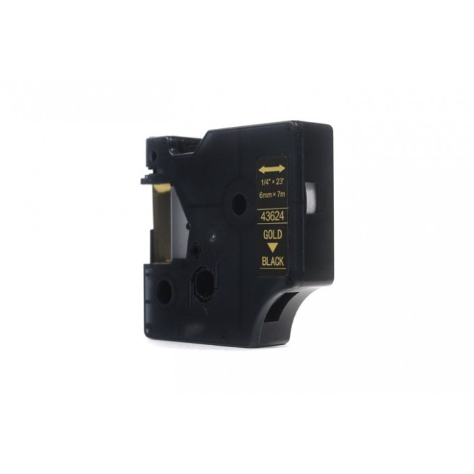 Taśma JetWorld Zamiennik Dymo D1 Złoty na Czarnym 6mm x 7m LM100, LM100+, LM200, LM300, LM400, LM420P, LM350, LM350D, LM360D, 