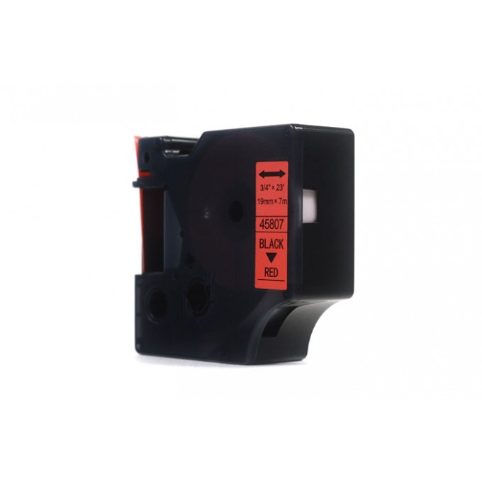 Taśma JetWorld Zamiennik Dymo D1 Czarny na Czerwonym, 19mm x 7m (45807) (S0720870)
