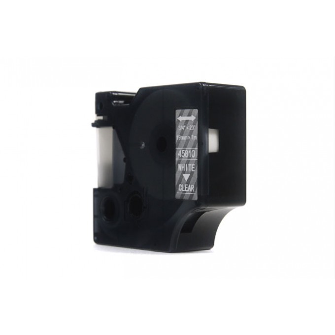 Taśma JetWorld Zamiennik Dymo D1 Biały na Przezroczystym, 19mm x 7m (45810) (S0720900)