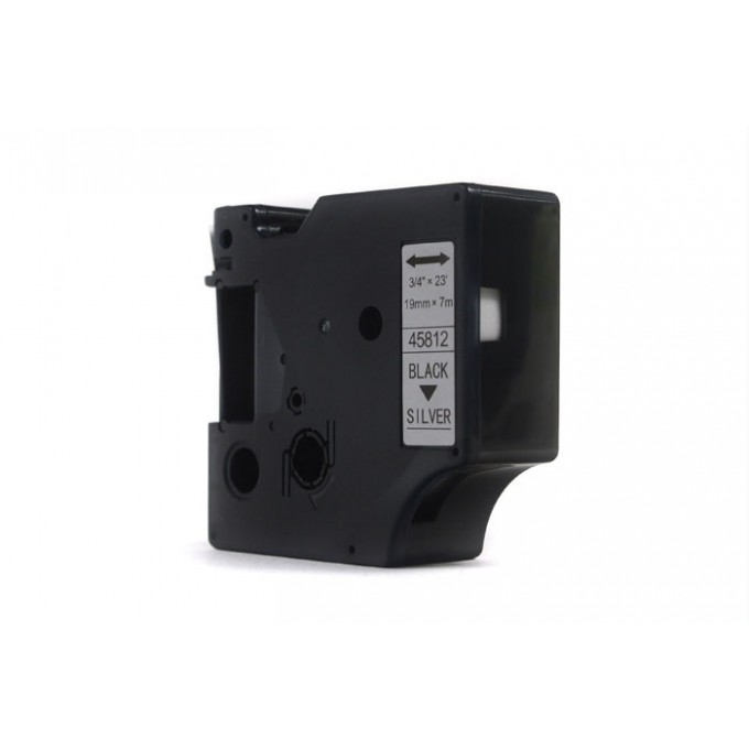 Taśma JetWorld Zamiennik Dymo D1 Czarny na Srebrnym, 19mm x 7m (45812) (S0720910)