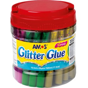 Klej z brokatem AMOS GCL 10BK50 &8211 10,5ml x 50 kolorów