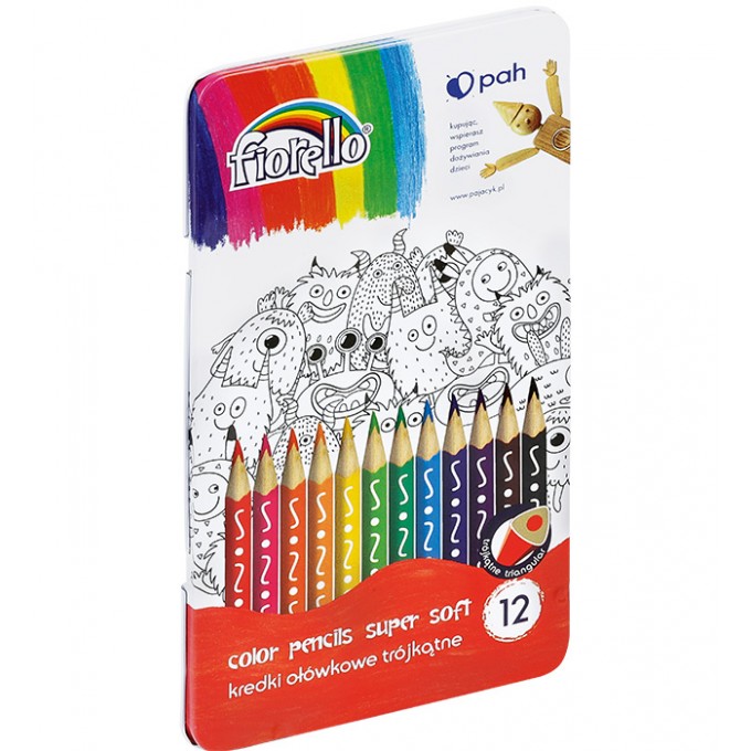 Kredki FIORELLO Super Soft 12 kol. metalowe op.