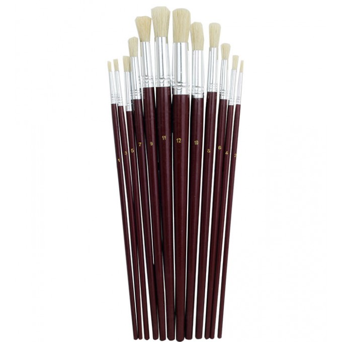 Pędzle okrągłe  582 kpl 12szt od 1 do 12 szczecina