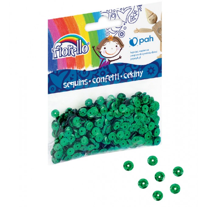 Cekiny confetti GR-C14-6G kółko zielone Fiorello