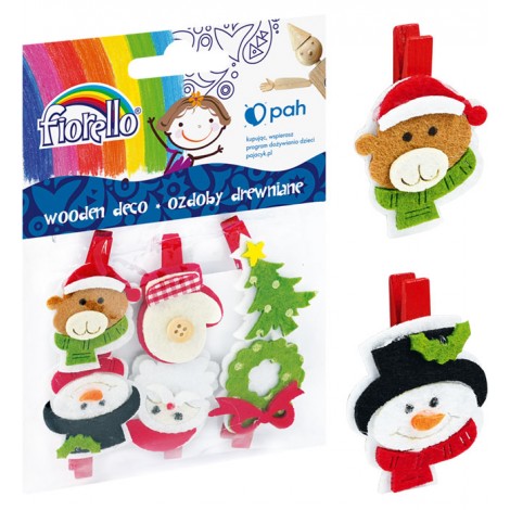 Ozdoby drewniane FIORELLO GR-WD449 spinacz filcowy BN, 6 szt.