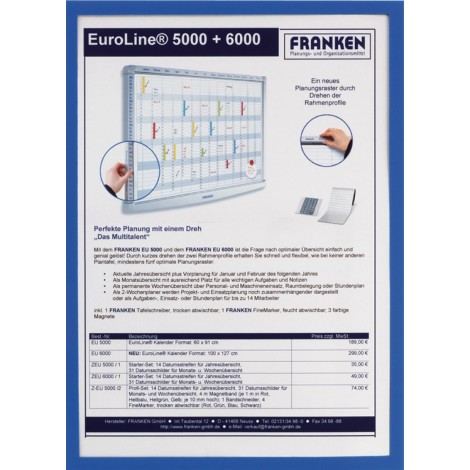 Ramka magnetyczna FRANKEN, A4, niebieska