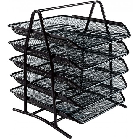 Stojak na dokumenty GRAND GR-071 siatka metal 5 szuflad czarny