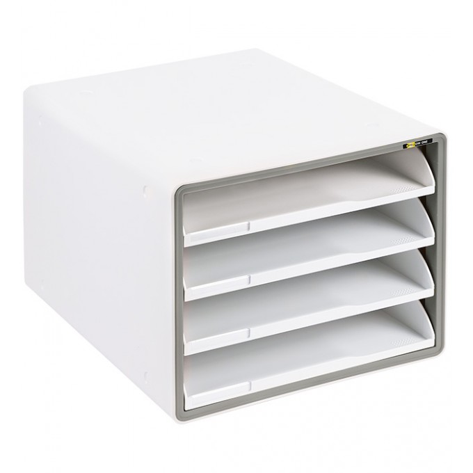 Szafka na dokumenty Yellow One YL-SP04NF plastikowa &8211 4 szuflady otwarte &8211 szara