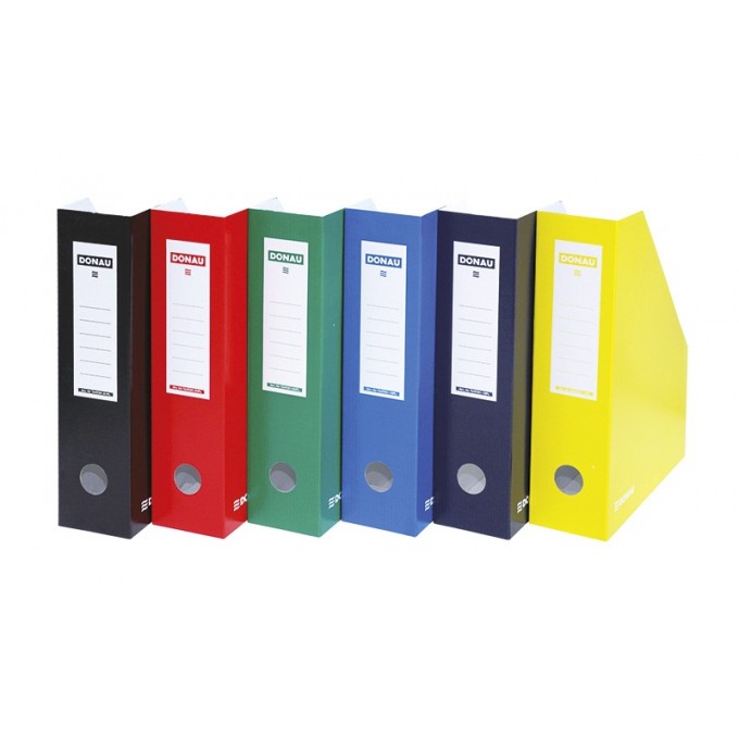 Pojemnik na dokumenty DONAU, karton, ścięty, A4/80mm, lakierowany, zielony