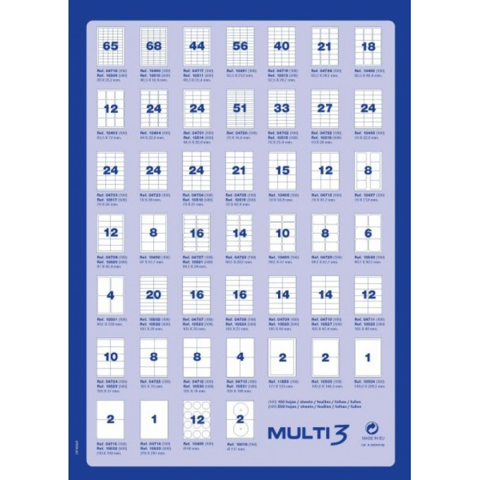 Etykiety uniwersalne MULTI 3, 99,1x67,7mm, zaokrąglone, białe