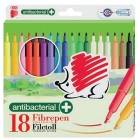 Flamastry ICO 300 Fibre Pen, antybakteryjne, 18 szt., zawieszka, mix kolorów