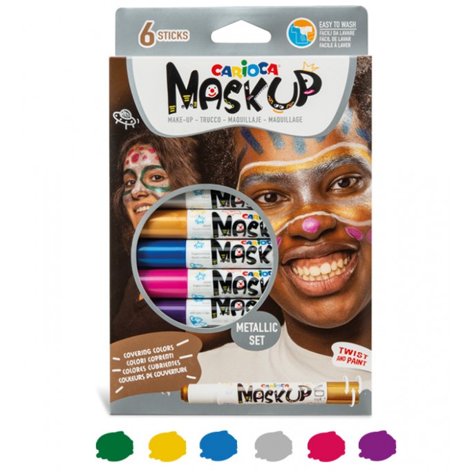 Kredki do twarzy CARIOCA MaskUP metaliczne 6 kol. (43155)
