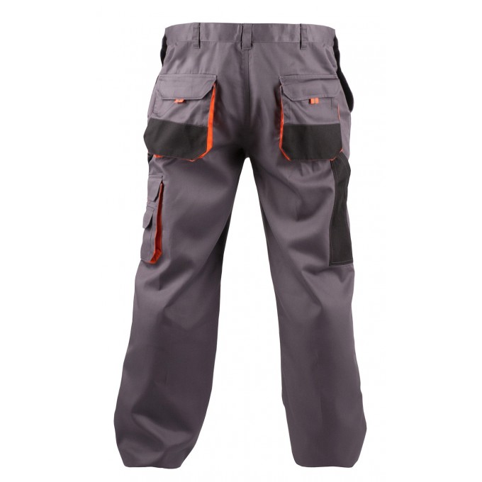 Spodnie ekon. Chris (BE-01-003), bawełna/poliester, rozm. 54, szaro-pomarańczowe